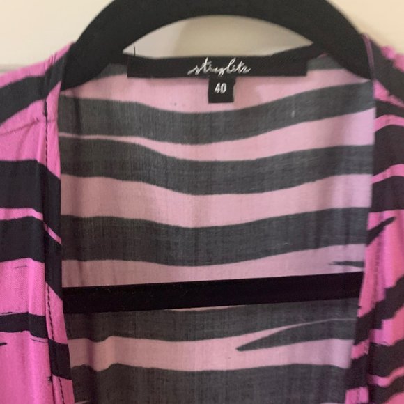 STIEGLITZ Sue pink zebra print maxi wrap dress size 40 (medium/large) - Picture 3 of 5